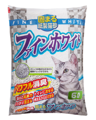 オシッコの色がわかる紙製猫砂 ファインホワイト